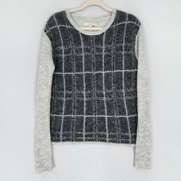 Ann Taylor LOFT Sweater Womens Large Gray Mohair Blend Lightweight Pullover - Picture 1 of 9